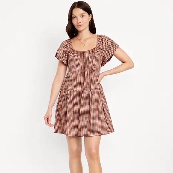 Old Navy Dresses & Skirts - Old Navy Red Gingham Tiered Mini Dress | Size S